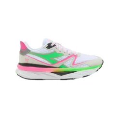Diadora Women's Atomo V7000 Running Shoe - White/Green Fluo/Pink Fluo