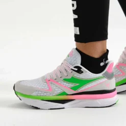 Diadora Women's Atomo V7000 Running Shoe - White/Green Fluo/Pink Fluo -Nike Store 101.179068 D0250 CV