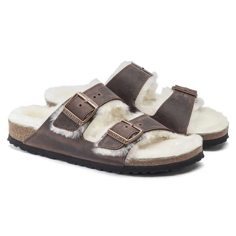 Birkenstock Arizona Shearling Sandal - Habana Natural- Medium/Narrow 1 Birkenstock Arizona Shearling Sandal - Habana Natural- Medium/Narrow