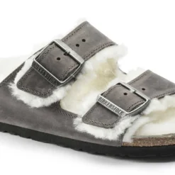 Birkenstock Arizona Shearling Sandals - Iron Natural- Medium/Narrow -Nike Store 1021067 detail 1