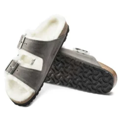 Birkenstock Arizona Shearling Sandals - Iron Natural- Medium/Narrow -Nike Store 1021067 sole