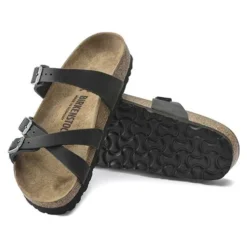 Birkenstock Women's Franca Oiled Leather Sandals- Black- Regular/Wide -Nike Store 1021203 sole