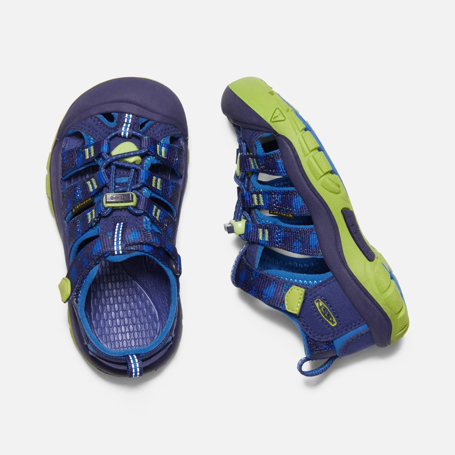 Keen Little Kids' Newport H2 Sandal - Blue Depths/Chartureuse 3 Keen Little Kids' Newport H2 Sandal - Blue Depths/Chartureuse - Image 3