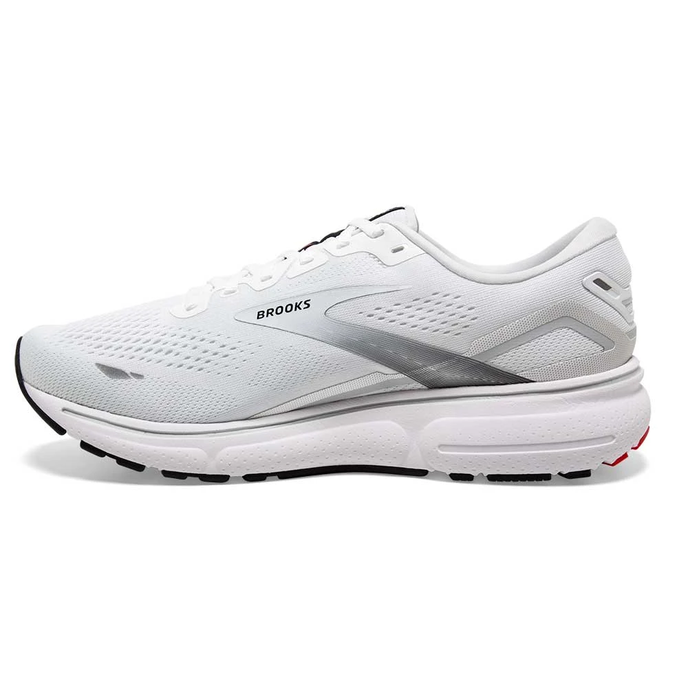 BROOKS Men's Ghost 15 Running Shoe- White/Black/Flame 5 BROOKS Men's Ghost 15 Running Shoe- White/Black/Flame - Image 5