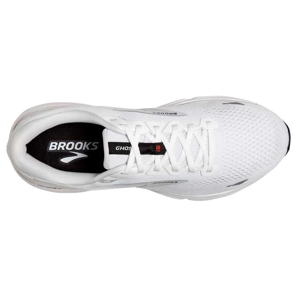 BROOKS Men's Ghost 15 Running Shoe- White/Black/Flame 6 BROOKS Men's Ghost 15 Running Shoe- White/Black/Flame - Image 6