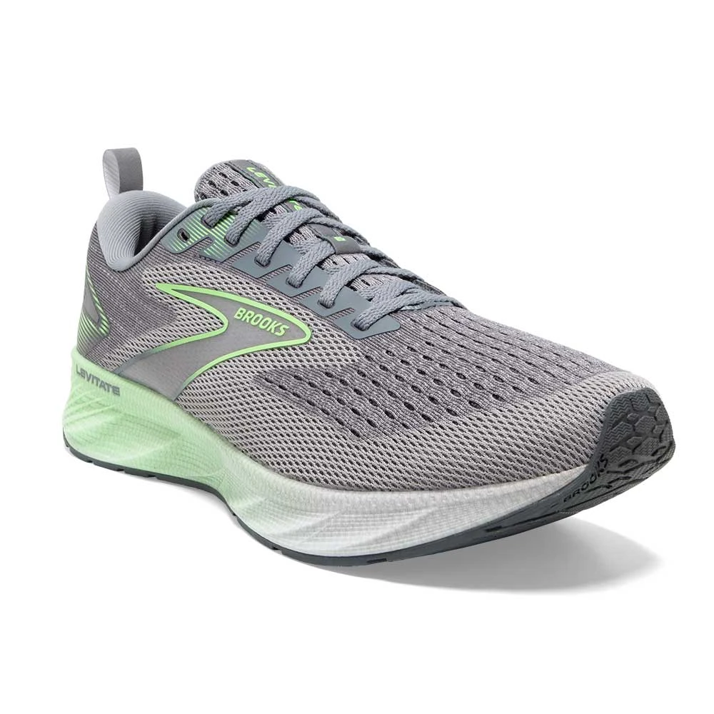 BROOKS Men's Levitate 6 Running Shoe- Primer Grey/Neon Green- Regular (D) 2 BROOKS Men's Levitate 6 Running Shoe- Primer Grey/Neon Green- Regular (D) - Image 2