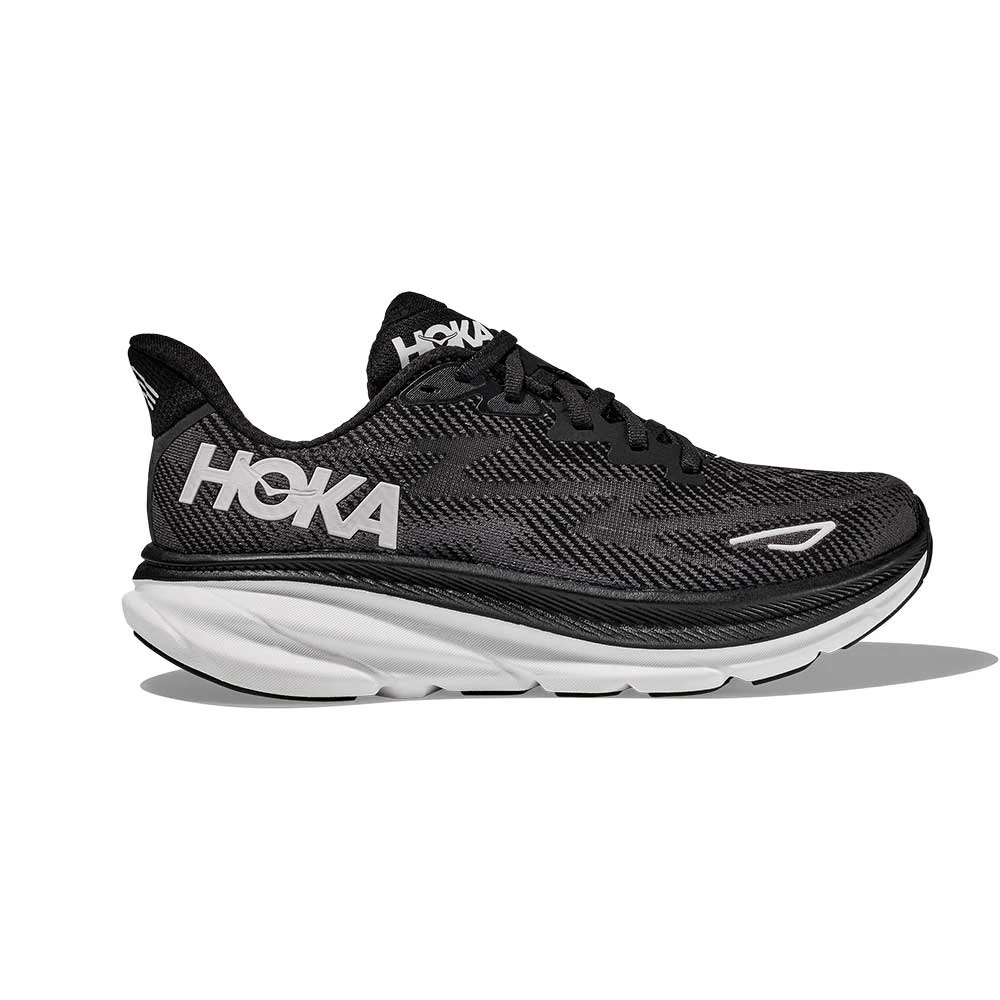 Hoka Women's Clifton 9 Running Shoe - Black/White - Wide (D) 1 Hoka Women's Clifton 9 Running Shoe - Black/White - Wide (D)