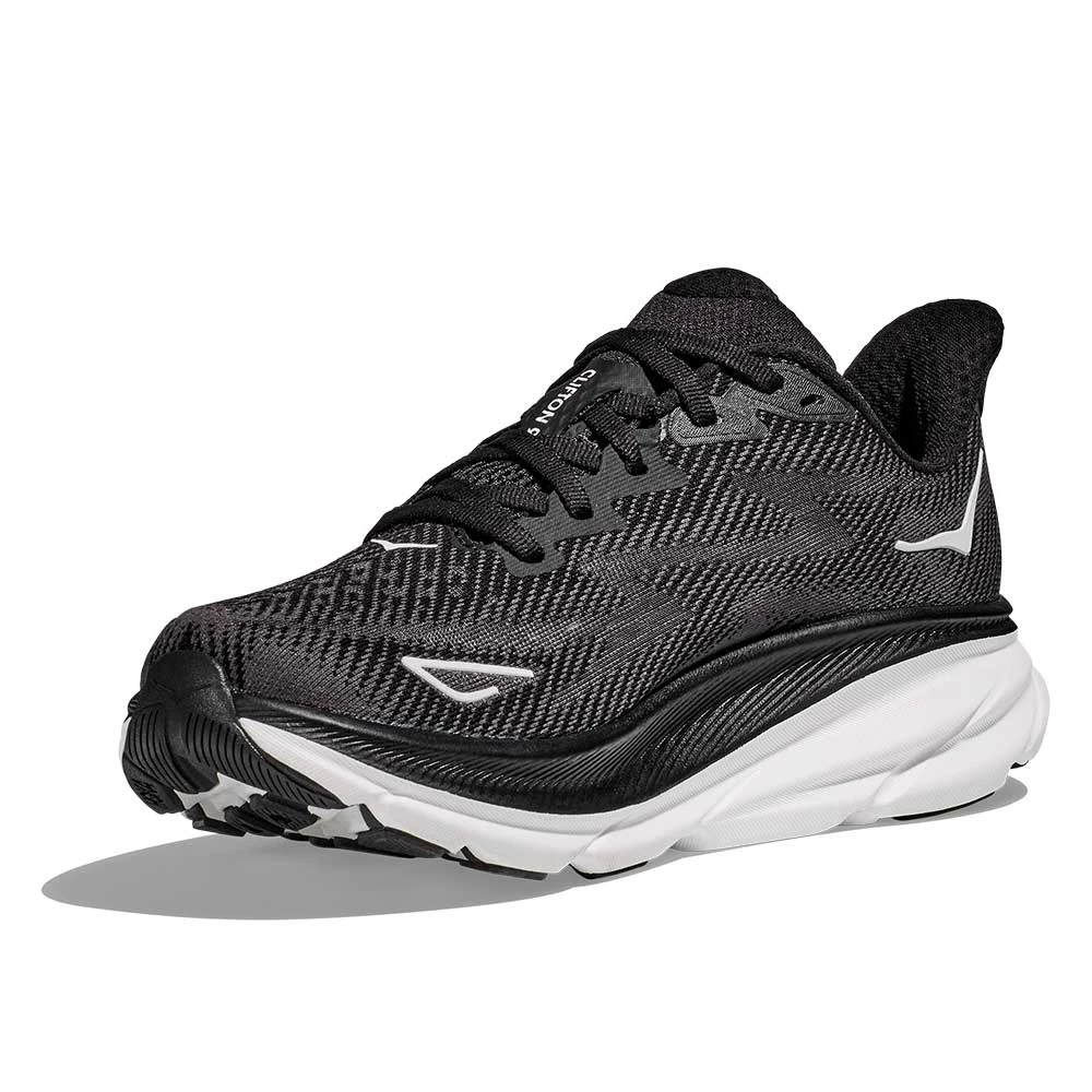 Hoka Women's Clifton 9 Running Shoe - Black/White - Wide (D) 3 Hoka Women's Clifton 9 Running Shoe - Black/White - Wide (D) - Image 3