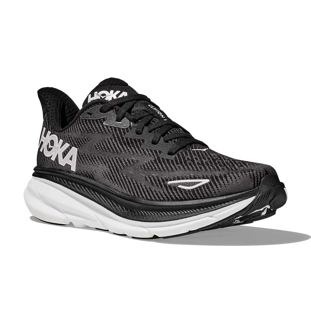 Hoka Women's Clifton 9 Running Shoe - Black/White - Wide (D) 2 Hoka Women's Clifton 9 Running Shoe - Black/White - Wide (D) - Image 2