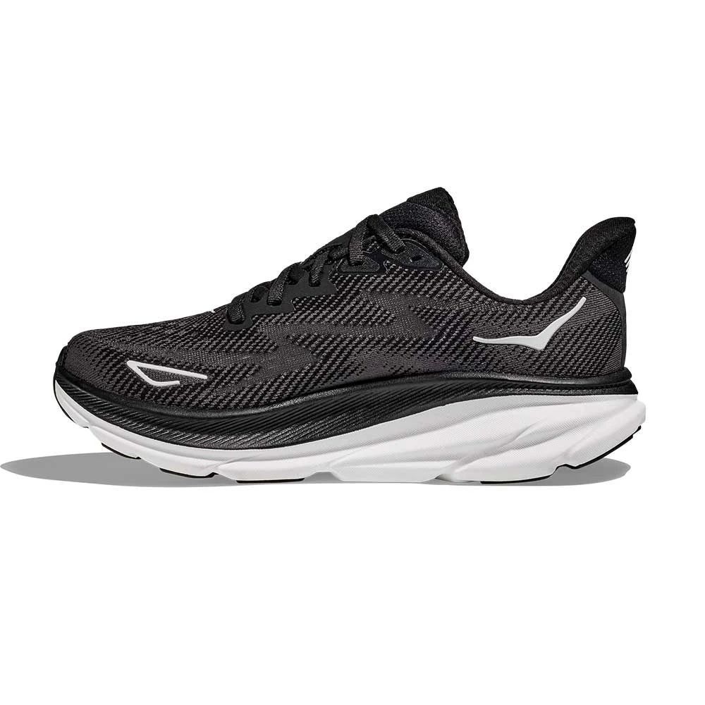 Hoka Women's Clifton 9 Running Shoe - Black/White - Wide (D) 4 Hoka Women's Clifton 9 Running Shoe - Black/White - Wide (D) - Image 4