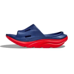 Hoka Unisex Ora Recovery Slide 3 - Bellwether Blue/Red Alert - Regular (D) -Nike Store 1135061 BBRA 8