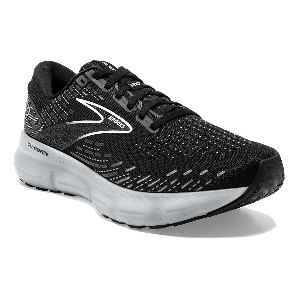 BROOKS Women's Glycerin 20 Running Shoe - Black/White/Alloy - Wide (D) 2 BROOKS Women's Glycerin 20 Running Shoe - Black/White/Alloy - Wide (D) - Image 2