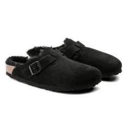 Birkenstock Boston Shearling Black Suede Leather- Regular/Wide -Nike Store 259883 pair 1