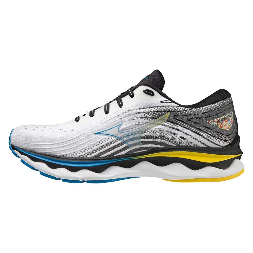 Mizuno Men's Wave Sky 6 Running Shoe - White/Cyber Yellow - Regular (D) 2 Mizuno Men's Wave Sky 6 Running Shoe - White/Cyber Yellow - Regular (D) - Image 2