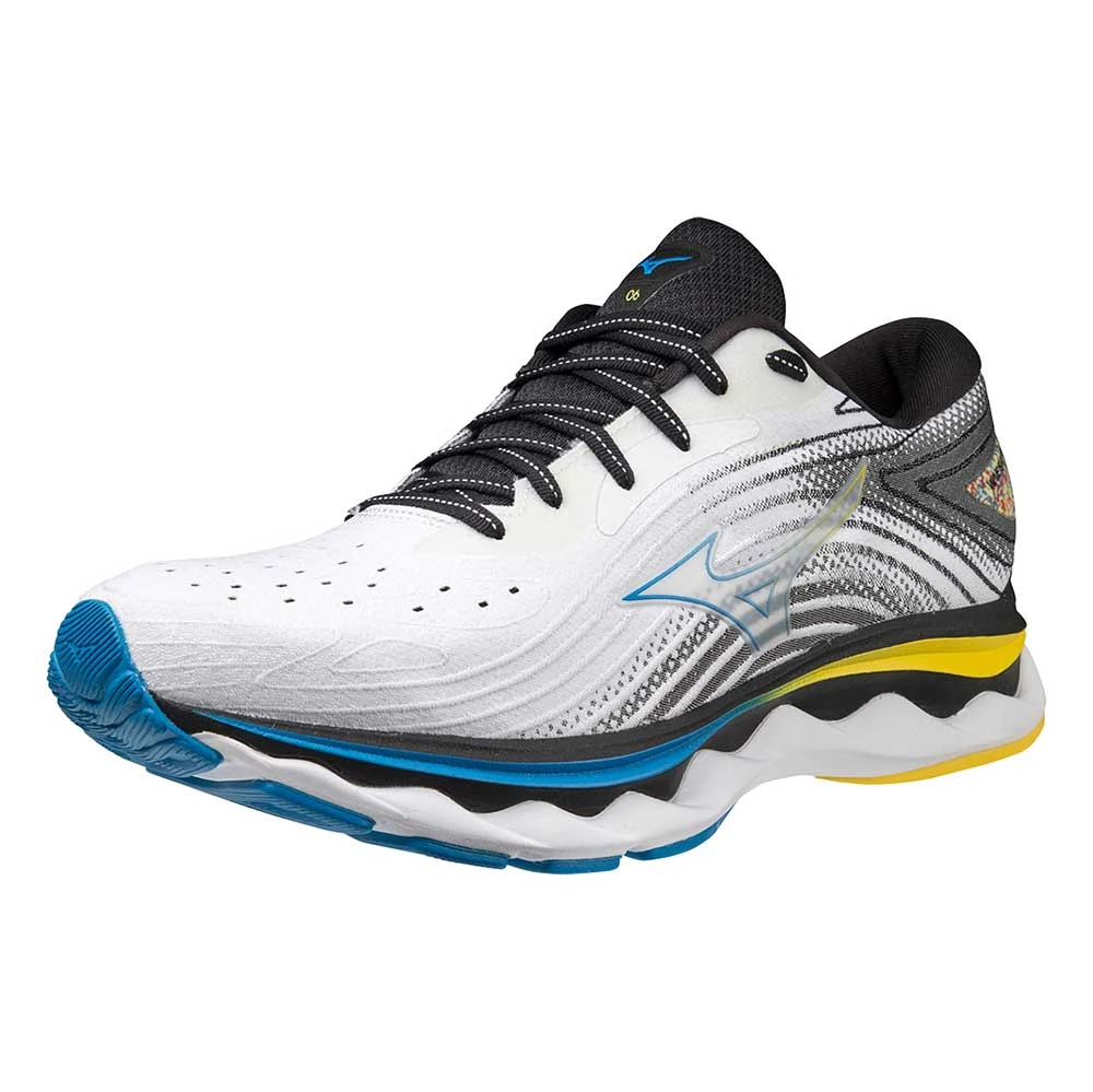 Mizuno Men's Wave Sky 6 Running Shoe - White/Cyber Yellow - Regular (D) 3 Mizuno Men's Wave Sky 6 Running Shoe - White/Cyber Yellow - Regular (D) - Image 3