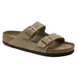 Birkenstock Arizona Soft Footbed Taupe Suede Leather Sandal - Taupe- Regular/Wide