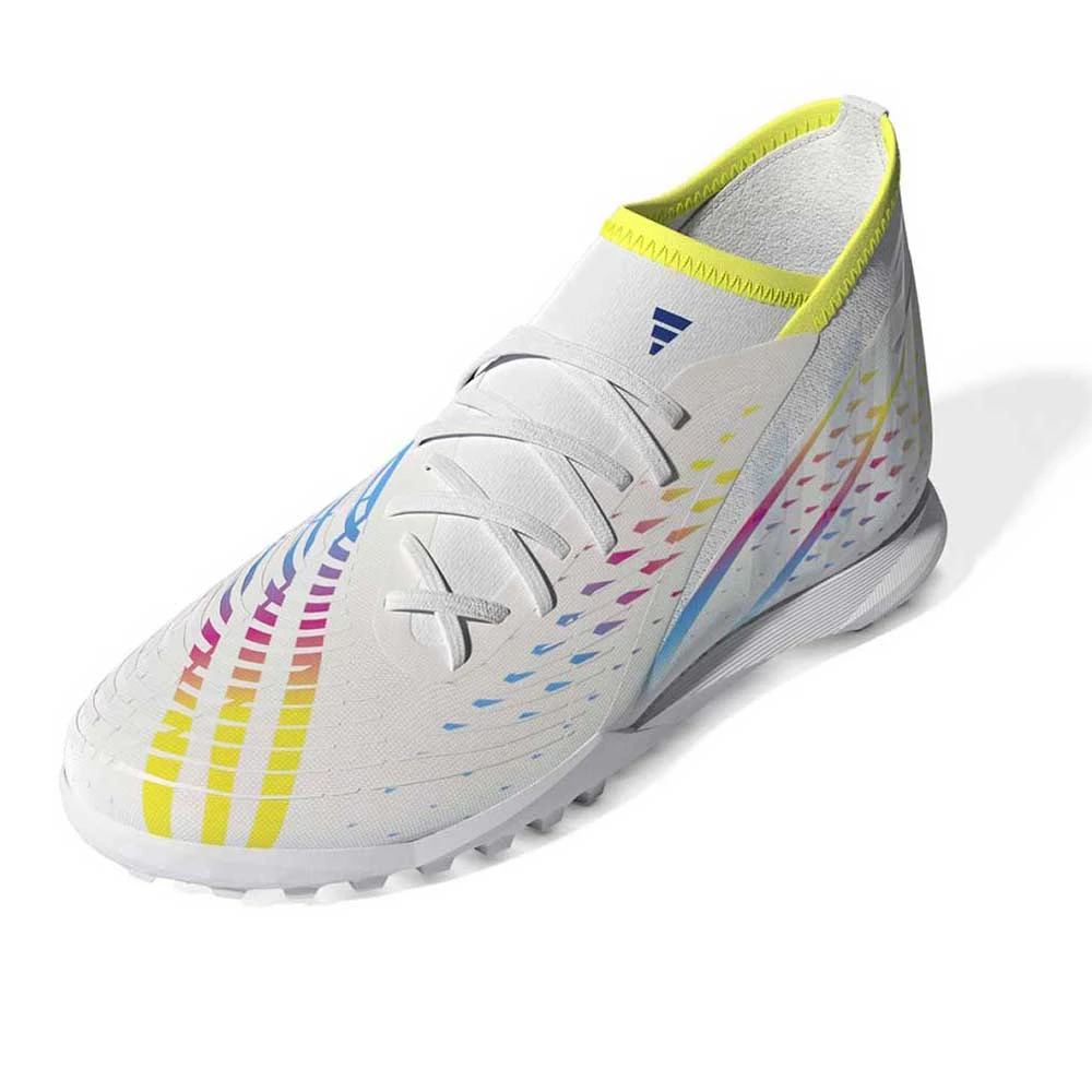 ADIDAS Unisex Predator Edge .3 TF Soccer Shoe - Ftwr White/Solar Yellow/Powder Blue - Regular (D) 2 ADIDAS Unisex Predator Edge .3 TF Soccer Shoe - Ftwr White/Solar Yellow/Powder Blue - Regular (D) - Image 2