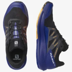 Salomon Men's Pulsar Trail Shoe - Black/Clematis Blue/Blazing Orange- Regular (D) -Nike Store L41603200 4f8be5c5cebfe5ac4bc995d14af1aba8