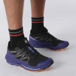 Salomon Men's Pulsar Trail Shoe - Black/Clematis Blue/Blazing Orange- Regular (D) -Nike Store L41603200 b1e1cabd0093cd16fb7753cd530c28a3