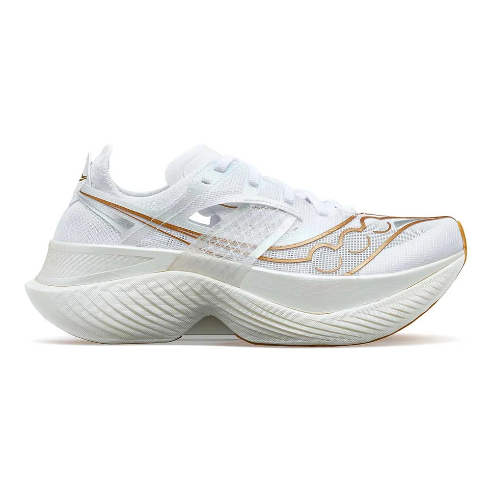 Saucony Women's Endorphin Elite Running Shoe- White/Gold- Regular (B) 1 Saucony Women's Endorphin Elite Running Shoe- White/Gold- Regular (B)