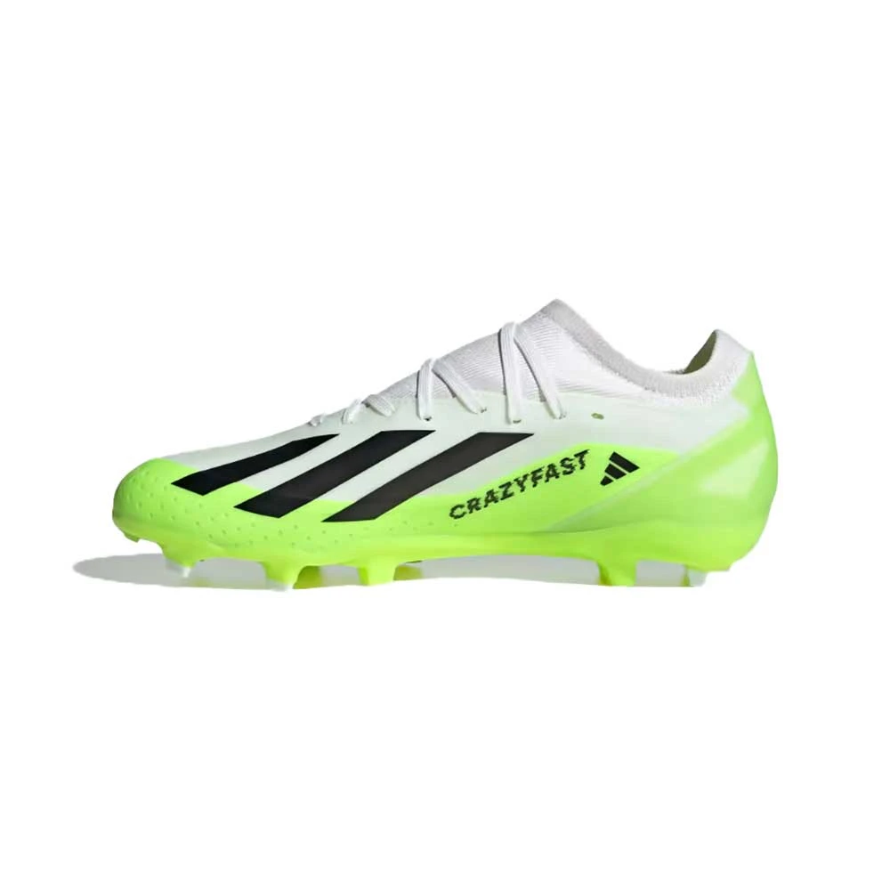 ADIDAS Unisex X Crazyfast .3 FG Cleats- Cloud White / Core Black / Lucid Lemon- Regular (D) 3 ADIDAS Unisex X Crazyfast .3 FG Cleats- Cloud White / Core Black / Lucid Lemon- Regular (D) - Image 3