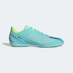 Unisex Adidas X Speedportal .4 IC Soccer Shoe - Clear Aqua/Powder Blue/Solar Yellow- Regular (D)